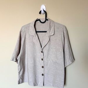 Casual Tan Button-Up Shirt